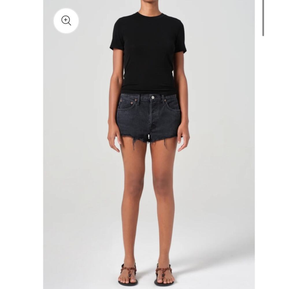 Agolde Parker Black Frayed Denim Shorts Size 29